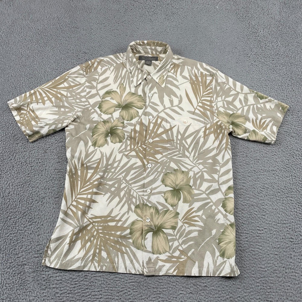 Tori Richard Button Down Mens XL Green Floral Silk Tropical Hibiscus Aloha Shirt